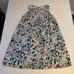 J. Jill Love Linen A-Line Hydrangea Floral Midi Dress Size Large